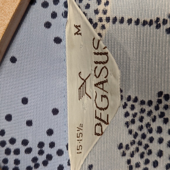 Vintage 70' blue floral and geometric patterned disco shirt by Pegasus - Picture 4 of 7